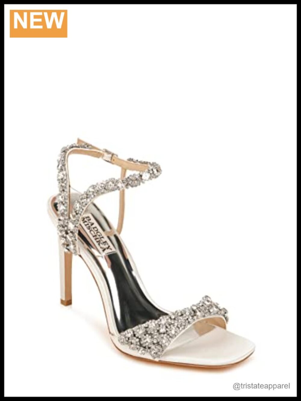 Olympia Heeled Sandal White Satin Stiletto Ankle Strap Wedding Formal